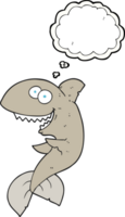 mano dibujado pensamiento burbuja dibujos animados tiburón png