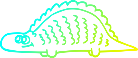 cold gradient line drawing of a cartoon prehistoric dinosaur png