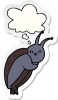 cute cartoon beetle with thought bubble as a printed sticker png
