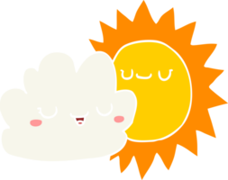 nube y sol de dibujos animados de estilo de color plano png