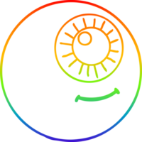 rainbow gradient line drawing of a cartoon eyeball png