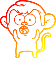 warm gradient line drawing of a cartoon shocked monkey png