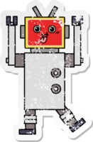 pegatina angustiada de un lindo robot de dibujos animados png