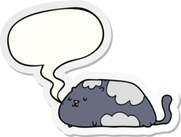 dessin animé chat avec discours bulle autocollant png