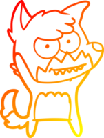 warm gradient line drawing of a cartoon grinning fox png