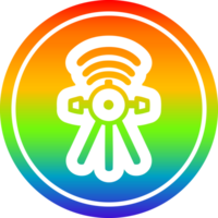 comunicaciones satélite circular icono con arco iris degradado terminar png