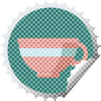 koffie kop grafisch illustratie ronde sticker postzegel png