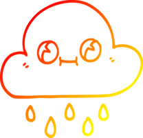 chaud pente ligne dessin de une dessin animé pluie nuage png