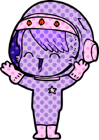 cartoon laughing astronaut girl png