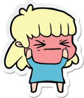 sticker of a cartoon angry girl png