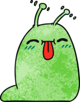 hand drawn textured cartoon of a happy kawaii slug png