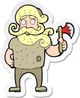 sticker of a cartoon lumberjack with axe png