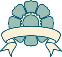 tatouage traditionnel avec bannière d'une fleur png