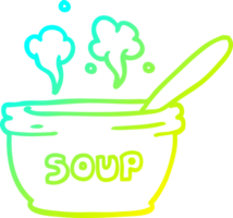 cold gradient line drawing of a cartoon of hot soup png