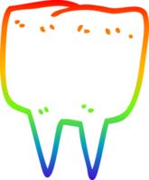 rainbow gradient line drawing of a cartoon tooth png