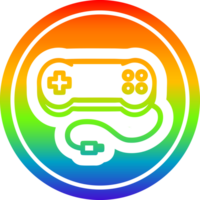 console game controller circular icon with rainbow gradient finish png