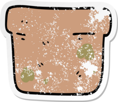 distressed sticker of a cartoon plant pot png