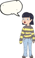 hand drawn speech bubble cartoon woman in casual clothes png