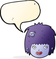 cartoon happy vampire girl face with speech bubble png