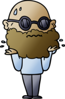 cartone animato preoccupato uomo con barba e occhiali da sole png