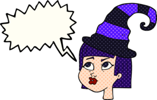 hand drawn comic book speech bubble cartoon witch png