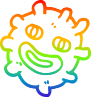 rainbow gradient line drawing of a cartoon funny germ png