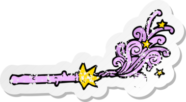 retro distressed sticker of a cartoon magic wand png