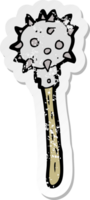 retro distressed sticker of a cartoon medieval mace png
