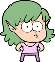 cartoon elf girl staring png