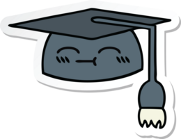 sticker of a cute cartoon graduation hat png