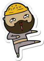 sticker of a cartoon happy bearded man png