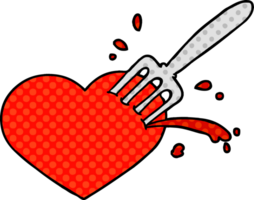 cartoon love heart stuck with fork png