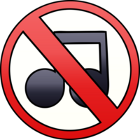 gradient shaded cartoon of a no music sign png