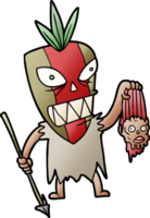 cartoon tribesman with shrunken head png