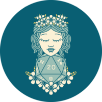 Retro Tattoo Style human druid with natural twenty dice roll png