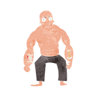 hand retro cartoon tough man png