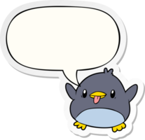 cute cartoon penguin with speech bubble sticker png