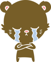 crying flat color style cartoon bear png