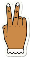 sticker of a hand raising two fingers gesture png