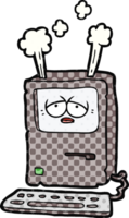 cartoon tired computer overheating png