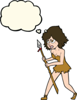 cartoon cave girl with thought bubble png