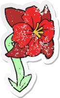 retro distressed sticker of a cartoon flower png