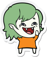 sticker of a cartoon laughing vampire girl png