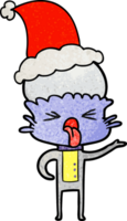 disgustato mano disegnato strutturato cartone animato di un' alieno indossare Santa cappello png