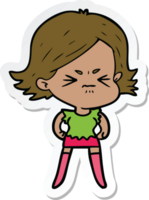 sticker of a cartoon angry woman png