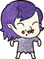 cartoon vampire girl with blood on cheek png