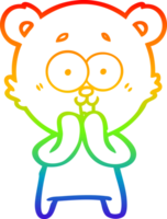 arco iris degradado línea dibujo de un riendo osito de peluche oso dibujos animados png