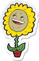 sticker of a cartoon happy sunflower png