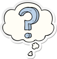 cartoon question mark with thought bubble as a printed sticker png