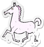 retro distressed sticker of a cartoon horse png